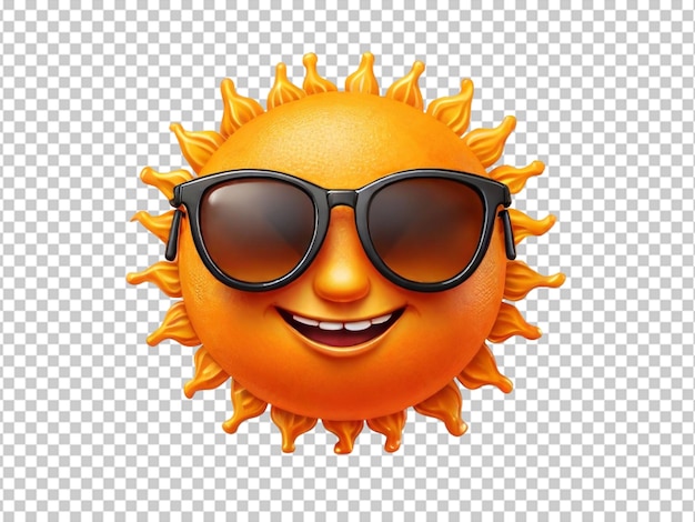 PSD psd de un emoji sol con gafas de sol en un fondo transparente