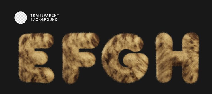 PSD psd un ensemble de lettres de fourrure 3d e f g h