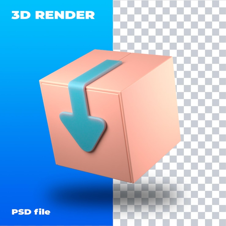 PSD psd entrega 3d comercio electrónico envío paquete de caja logística entrega flecha a la derecha hacia arriba