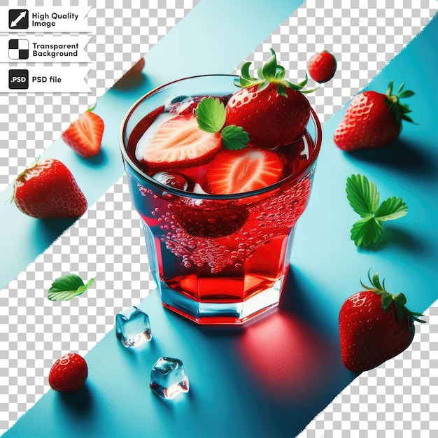 PSD psd erdbeer-cocktail mit erdbeere auf durchsichtigem hintergrund