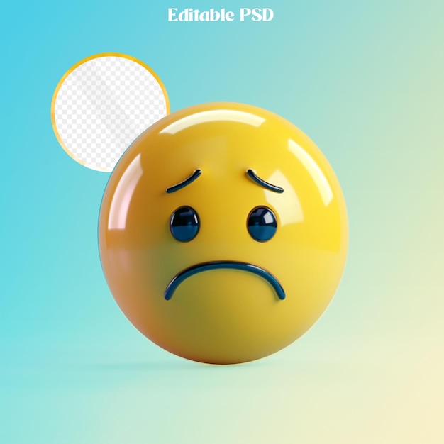 PSD psd es un emoji 3d realista y triste.