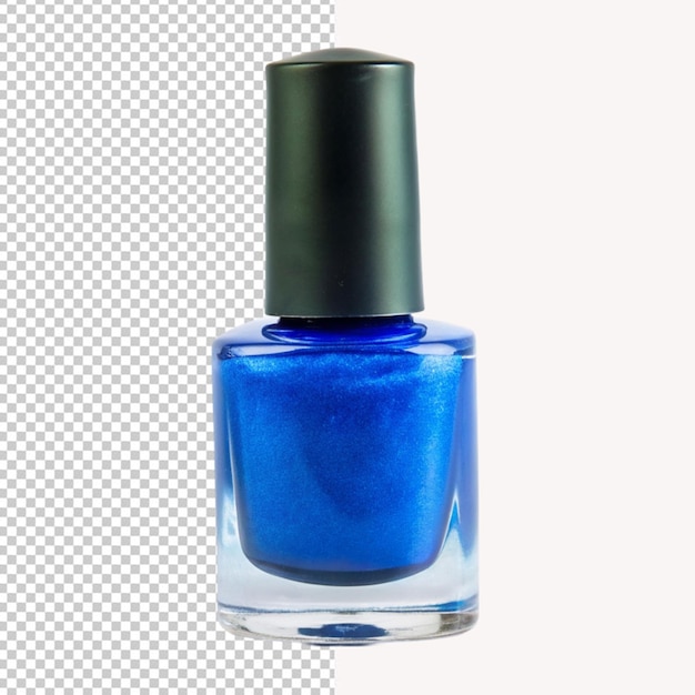 Psd de un esmalte de uñas azul sobre un fondo transparente