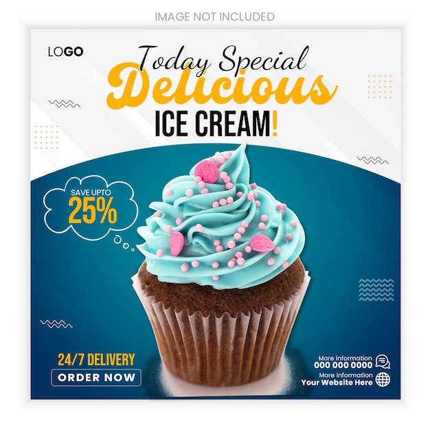 PSD Especial delicioso sorvete moderno quadrado design de postagem de mídia social ou banner