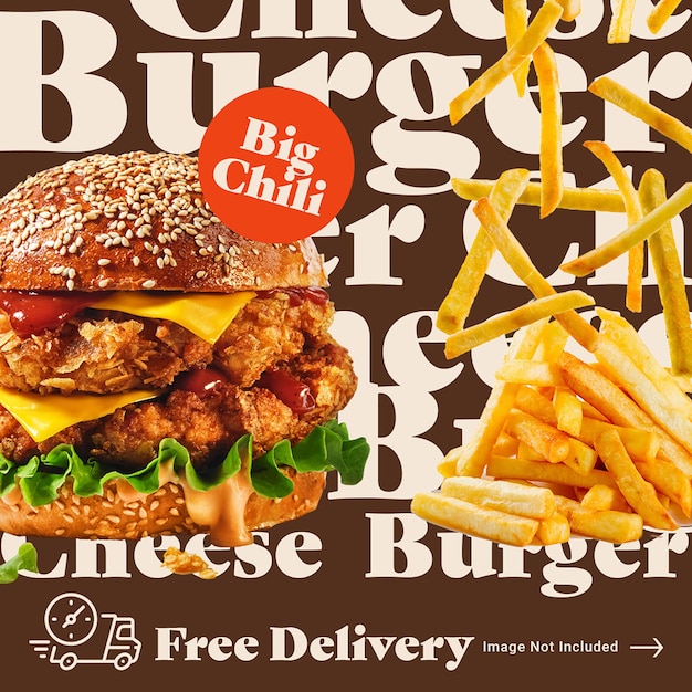 PSD Especial Delicious Burger Colección Concepto de diseño para las redes sociales Instagram Post