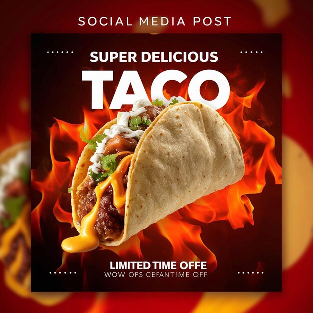 PSD psd especial de tacos deliciosos menú de comida y restaurante plantilla de publicación de redes sociales instagram