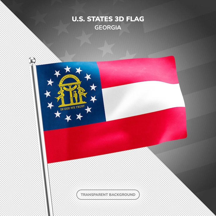 PSD psd estado da geórgia estados unidos da américa renderização realista de bandeira 3d