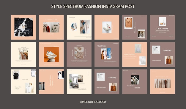 PSD psd estilo de moda coleção de pacotes de espectro modelo de postagem do instagram