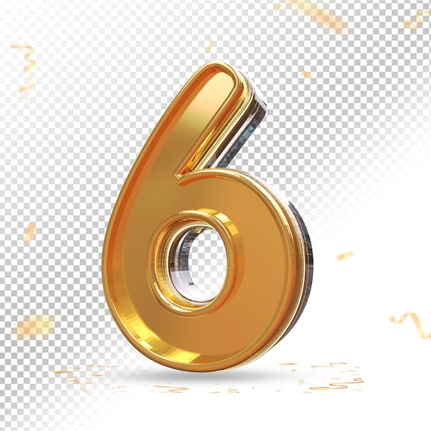 PSD estilo dorado 3d numero 6