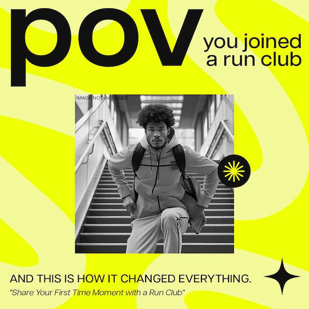 PSD Estilo de vida saludable POV Runner Ahora diseño para redes sociales e Instagram plantilla de publicación
