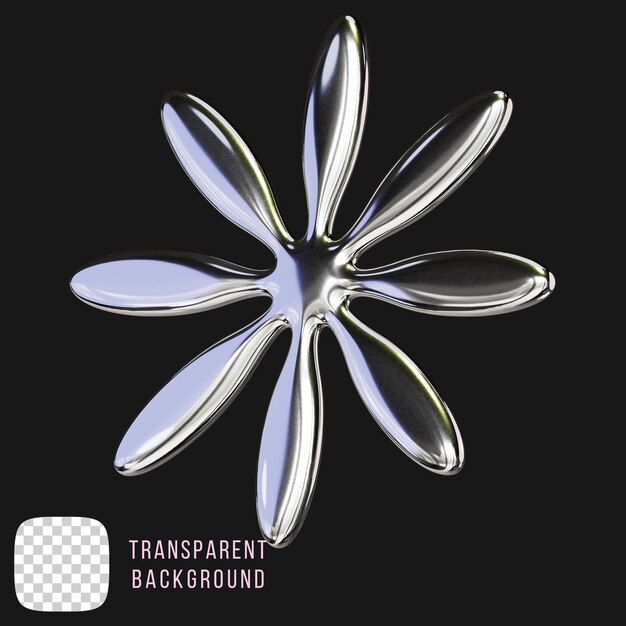 Psd estrella de cromo y2k forma abstracta renderización en 3D