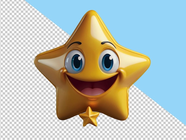 PSD psd de una estrella sonriente en 3d en un fondo transparente