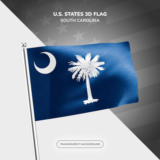 PSD État de Caroline du Sud États-Unis d'Amérique Rendering de drapeau 3D réaliste