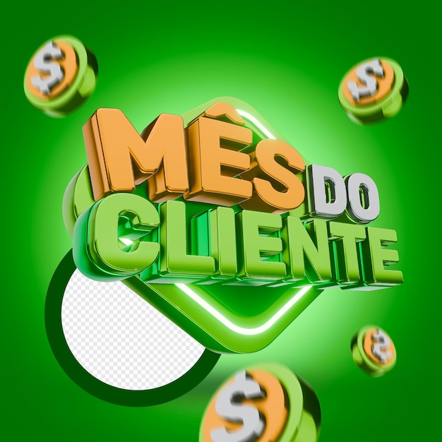 PSD etiqueta mes do consumidor render 3d mes do cliente selo 3d