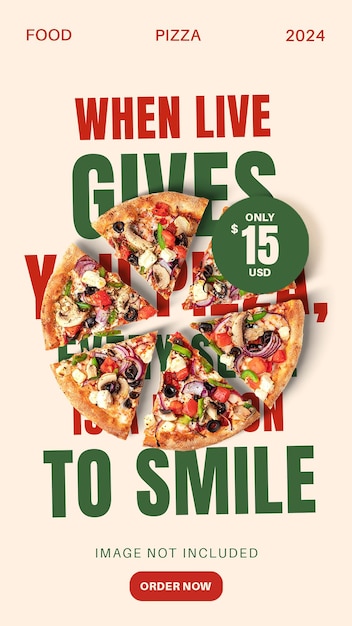 Psd everyone loves pizza de conceito de design de cartaz para mídias sociais e post no instagram