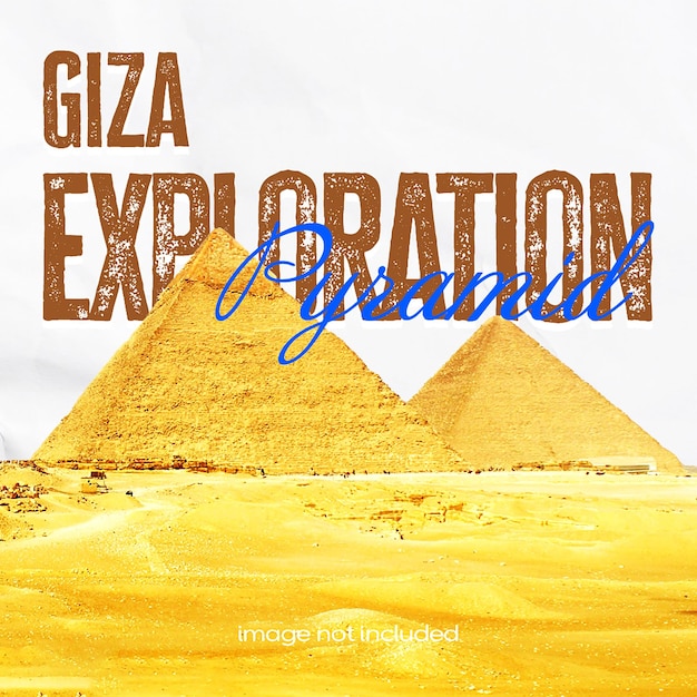 PSD exploración de la pirámide de Giza en el diseño de textura de la montaña plantilla de publicación de Instagram