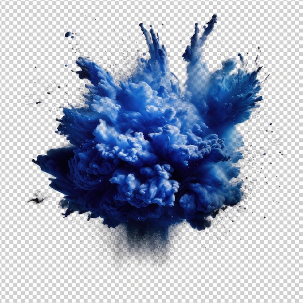 PSD psd explosión de polvo azul oscuro aislada sobre fondo transparente hd png