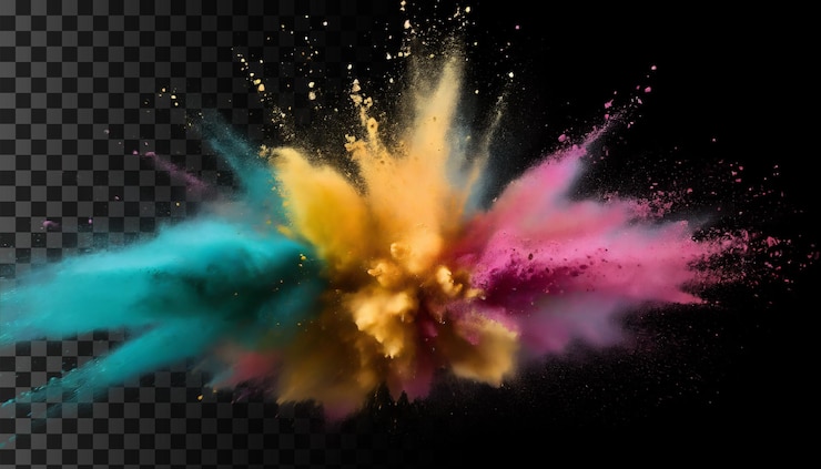 PSD psd explosión de polvo de color en un fondo transparente feliz holi holi png