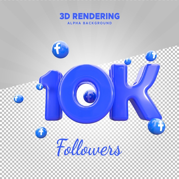 PSD psd facebook 10k seguidores renderização 3d com fundo alfa