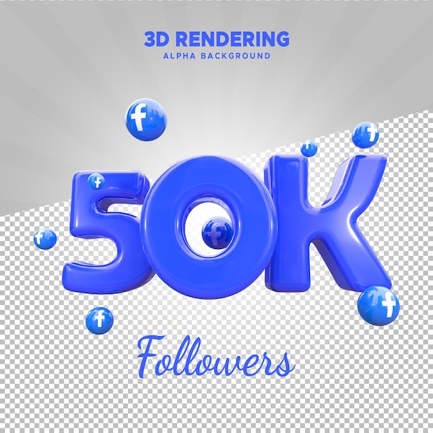 PSD psd facebook 50k seguidores renderização 3d com fundo alfa