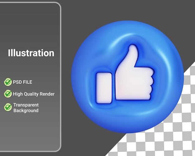 PSD Facebook como icono de reacción 3d aislado, como emoji 3d