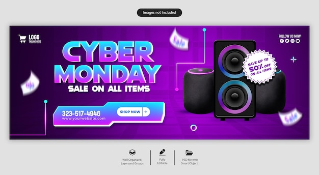 PSD psd facebook-cover und web-banner-vorlage zum verkauf und cyber monday