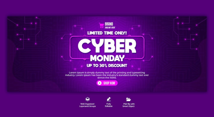 PSD psd facebook-cover und web-banner-vorlage zum verkauf und cyber monday