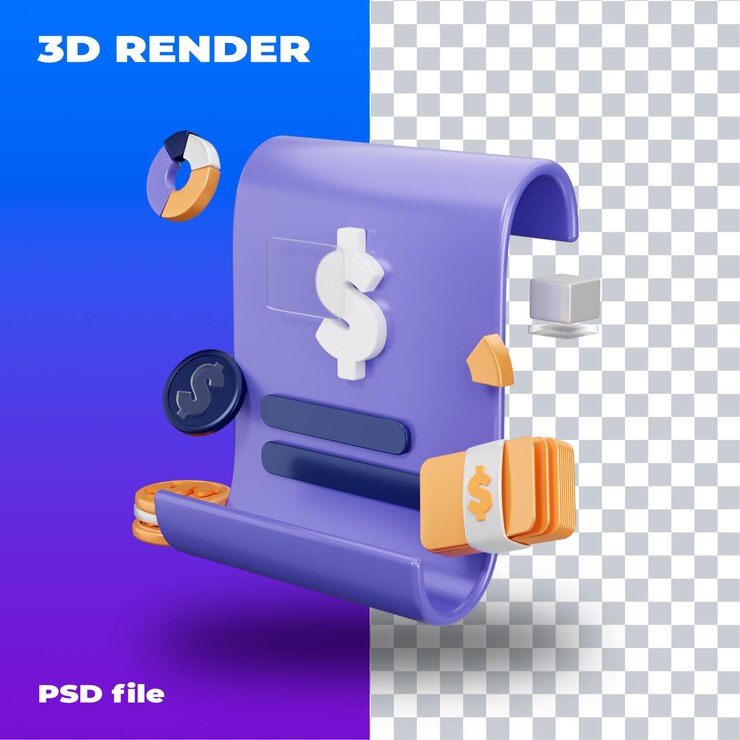 PSD psd factura ilustración 3d renderizado 3d icono