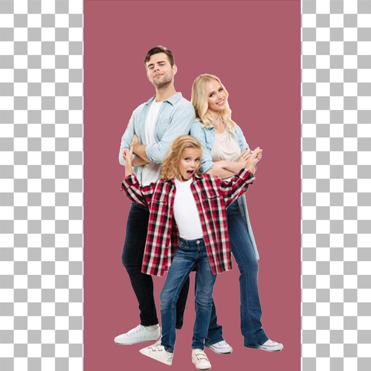 PSD una familia posa para una foto con los brazos cruzados con un fondo transparente