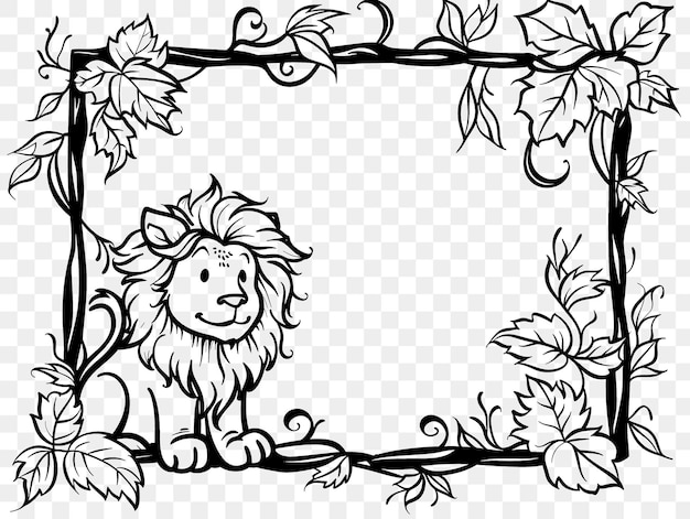 PSD psd de fantasy frame art avec des décorations de lion et de baguette magique borde cnc frame tattoo art concept