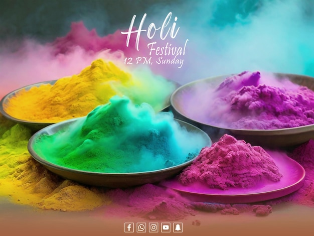 PSD psd farbenfrohes realistisches holi-festival-poster oder banner