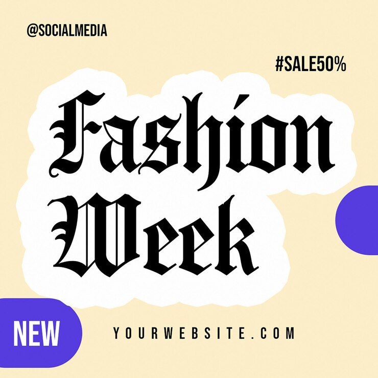 PSD psd fashion week concept de diseño de tipografía para redes sociales y plantilla de publicación de instagram