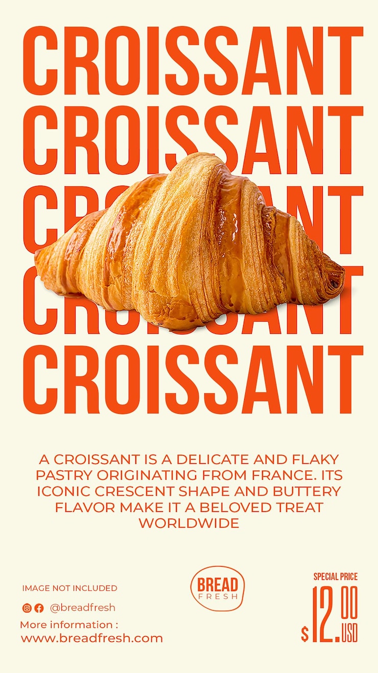 PSD psd favorite croissant bread design per i social media e il modello di post di instagram