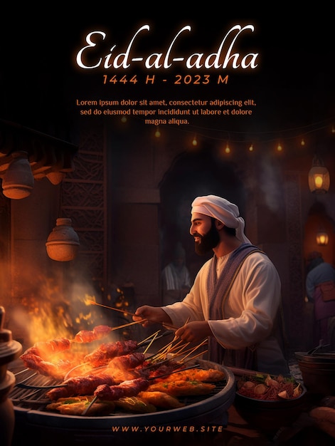 PSD felice eid mubarak eid ul adha e eid mubarak desidera l'illustrazione