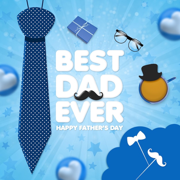 PSD felice festa del papà sfondo con cuori 3D