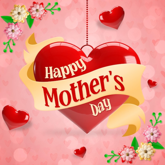 PSD felice festa della mamma sfondo con cuori