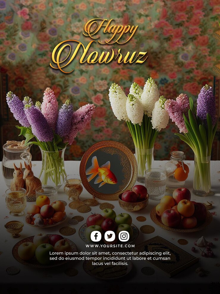 PSD psd felice giorno di nowruz o modello di striscione per il nuovo anno iraniano