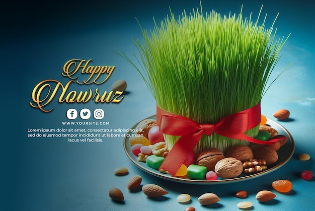 PSD felice giorno di nowruz o modello di striscione per il nuovo anno iraniano