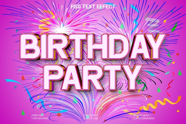 Psd feliz aniversário efeito de texto editável em 3d