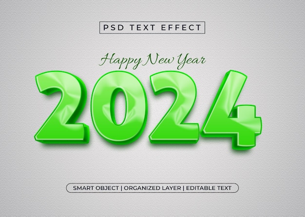 PSD Feliz año nuevo 2024 Efecto de estilo de texto