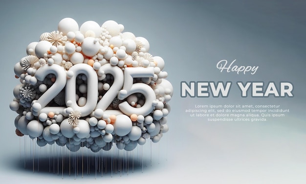 PSD feliz año nuevo 2024 efecto de texto y globo