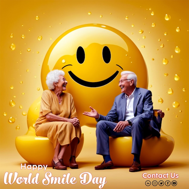PSD Feliz celebración del Día Mundial de la Sonrisa generada con alegría por ai