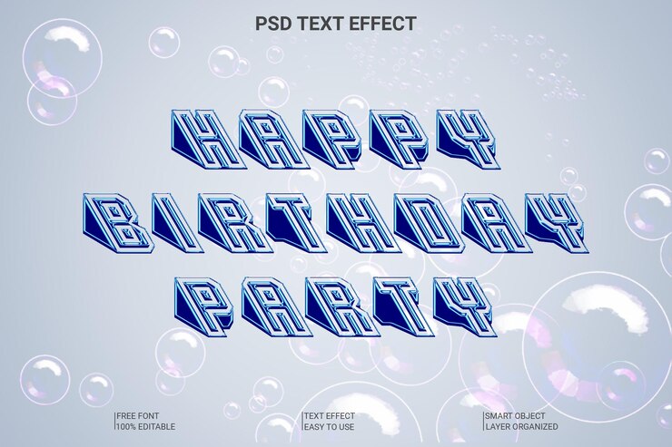 PSD psd feliz cumpleaños efecto de texto editable 3d