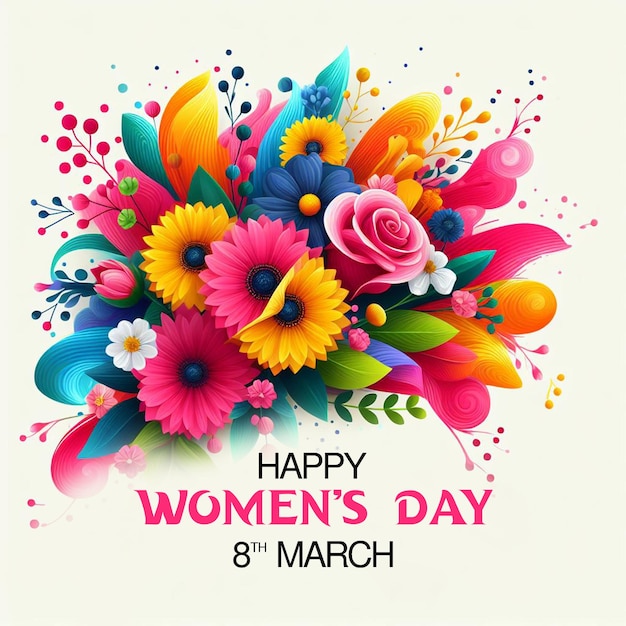 Psd feliz dia internacional da mulher 8 de março postagem de mídia social com design de cartaz do dia da mulher
