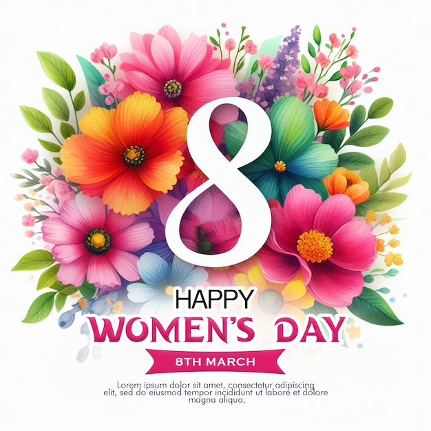 PSD psd feliz día de la mujer tarjeta de felicitación floral