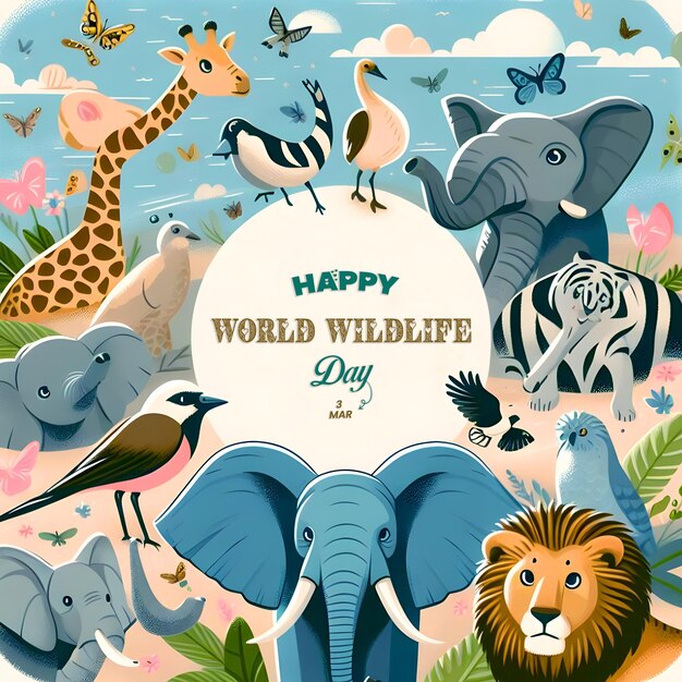 PSD psd feliz dia mundial da vida selvagem instagram e redes sociais post design de banner