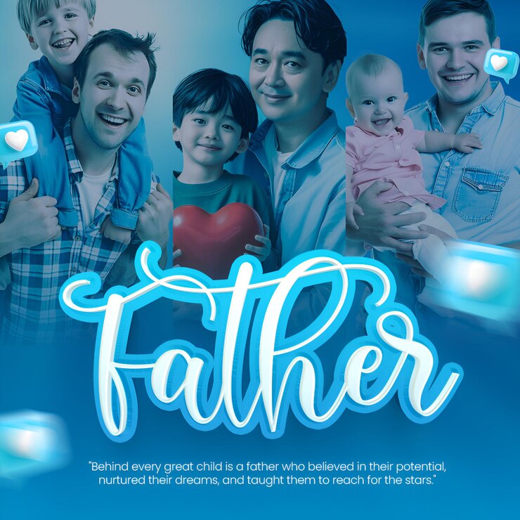 PSD psd feliz día del padre diseño de tarjeta de felicitación con rayo efecto de texto editable celebración del día del padre