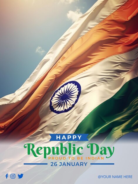 PSD psd feliz día de la república de la india plantilla de diseño de póster