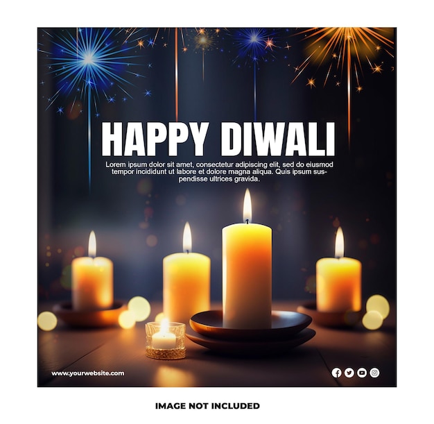 PSD feliz diwali festival indiano Post Design