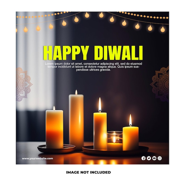 PSD feliz diwali festival indio Diseño de publicaciones