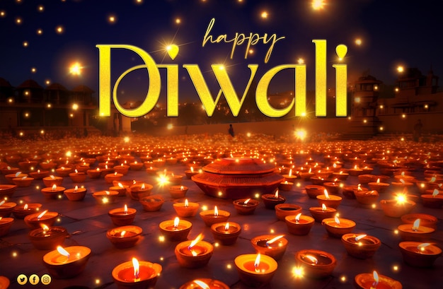 PSD feliz diwali ou Deepavali modelo de design de cartaz e folheto para postagem em mídias sociais